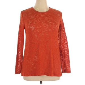 Minkpink L‎ orange semi sheer lace up back long sleeve crew neck sweater